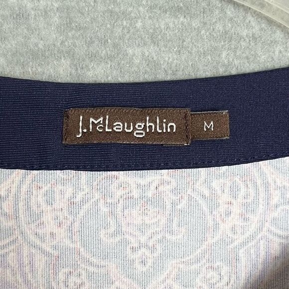 J. McLaughlin Catalina Cloth Tunic Top Women's Medium Purple Blue Floral V Neck - Picture 5 of 11